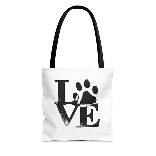 Love Paw Print Tote Bag, Pet Lover's Gift, Eco-Friendly Shopping Bag, Animal Rescue Fundraiser, Personalized Pet Tote