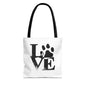 Love Paw Print Tote Bag, Pet Lover's Gift, Eco-Friendly Shopping Bag, Animal Rescue Fundraiser, Personalized Pet Tote