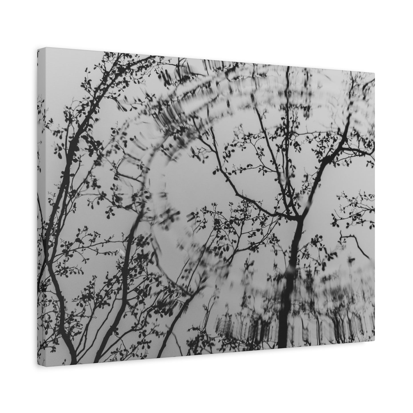 Canvas Wall Art — Monochrome Blurred Ferris Wheel with Tree Silhouettes