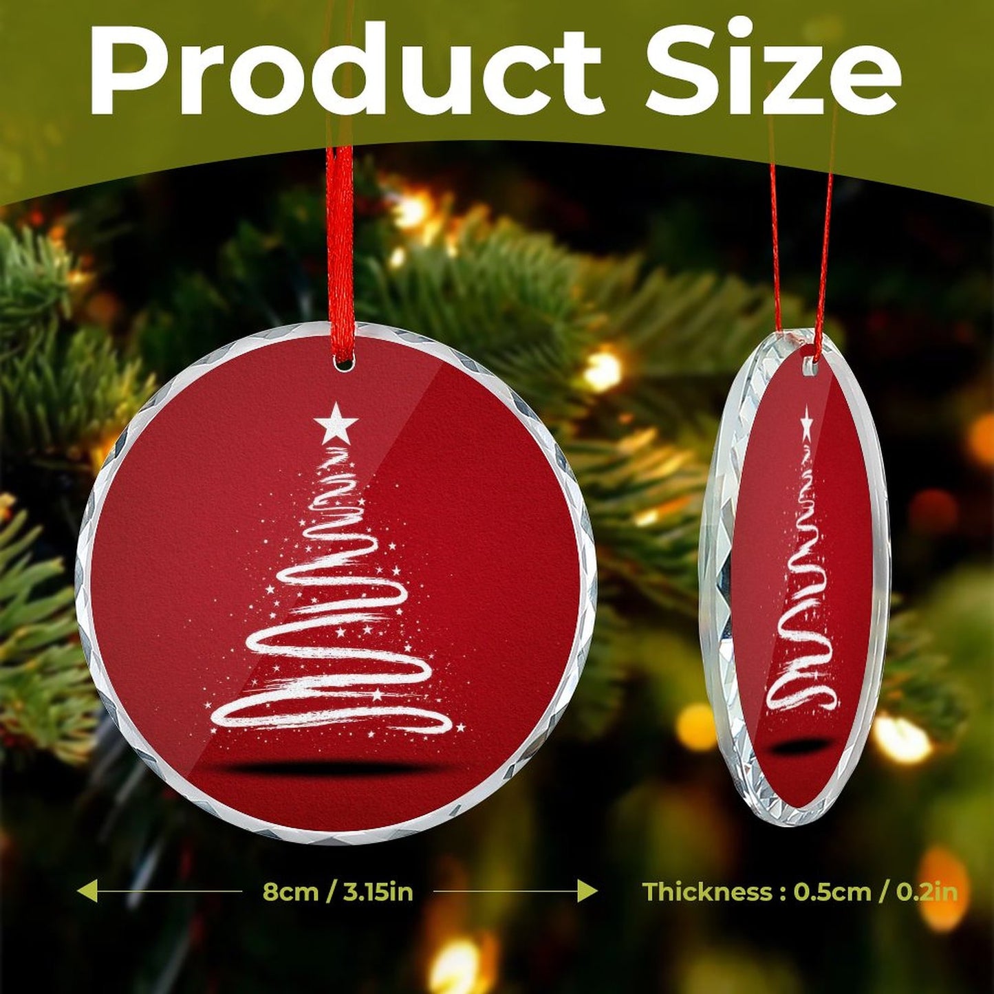 Glass Circular Ornament Pendant - Tree