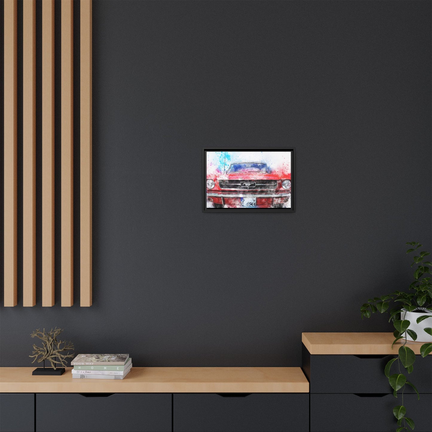 Matte Canvas, Framed Mustang Car