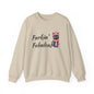 Crewneck Sweatshirt — "Furkin' Fabulous" Cute Black Cat in Pink Hat & Scarf