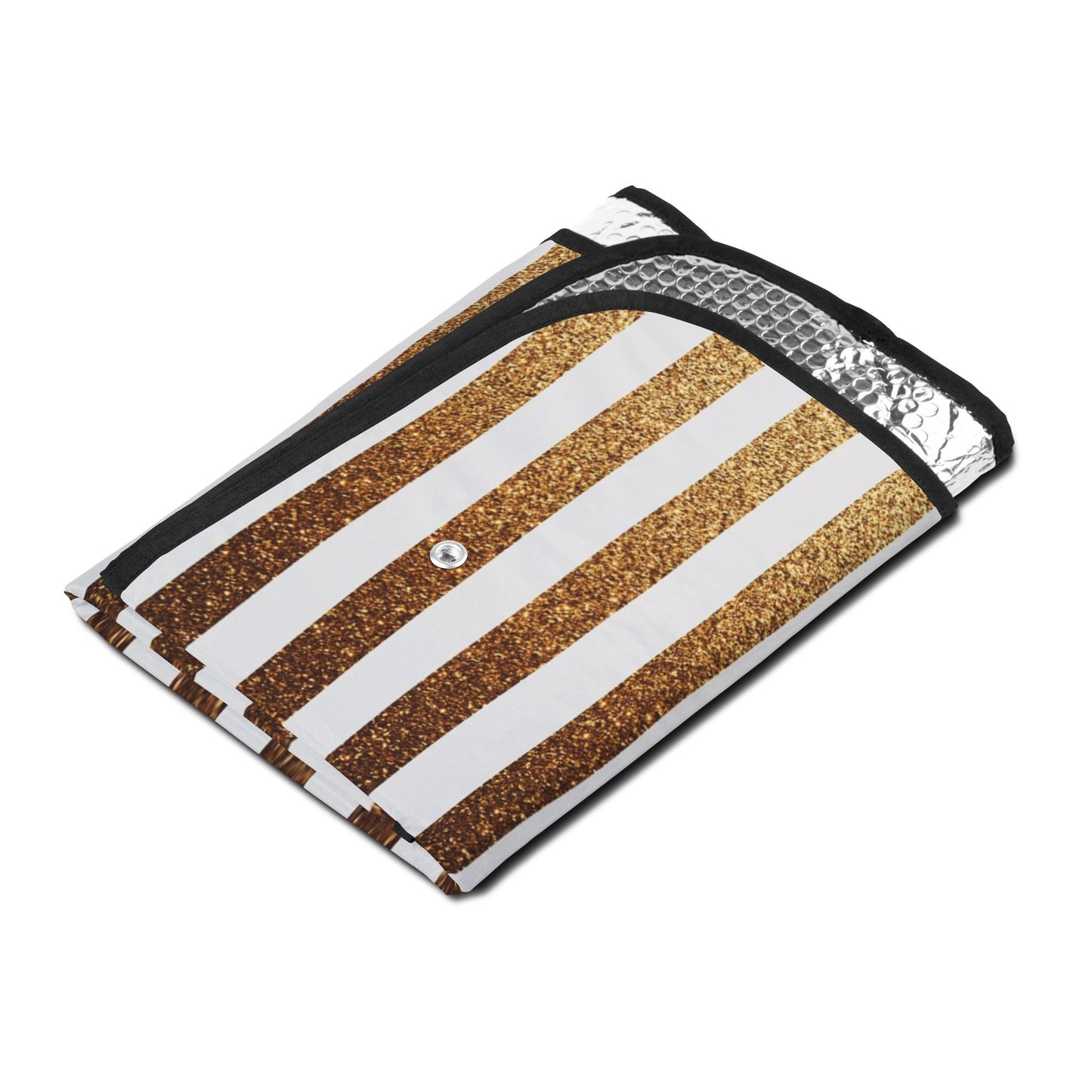 Retro Striped Car Sun Shade – Gold & Brown Windshield Protector