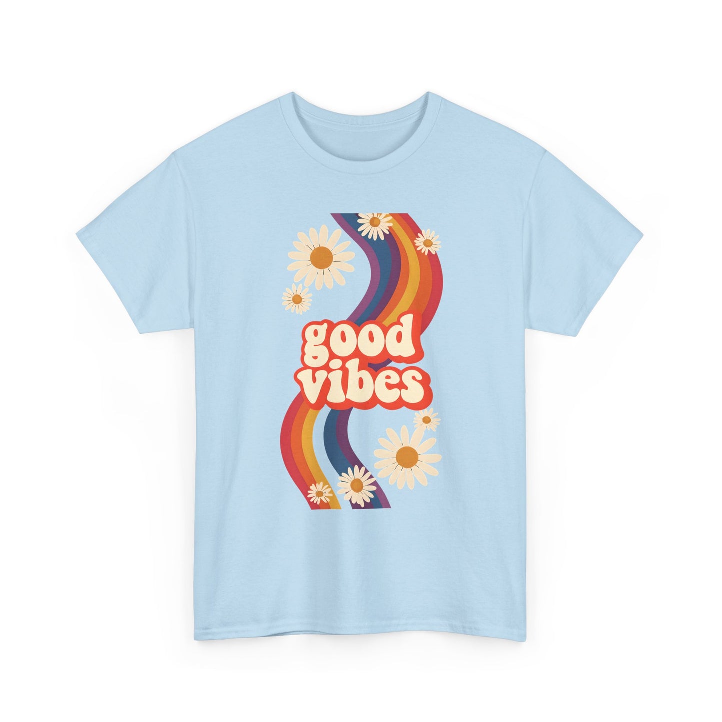 Good Vibes Unisex Heavy Cotton Tee, Retro Graphic T-Shirt, Feel Good Apparel, Summer Outfit, Casual Gift for Friends