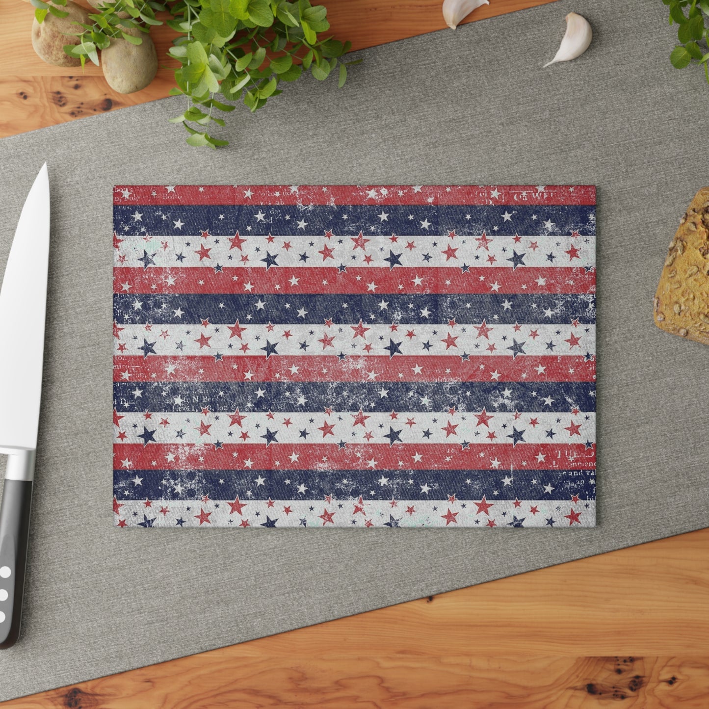 Patriotic Glass Cutting Board, USA Flag Kitchen Decor, Cooking Gift for Her, Independence Day, Memorial Day, Home Chef Essentials