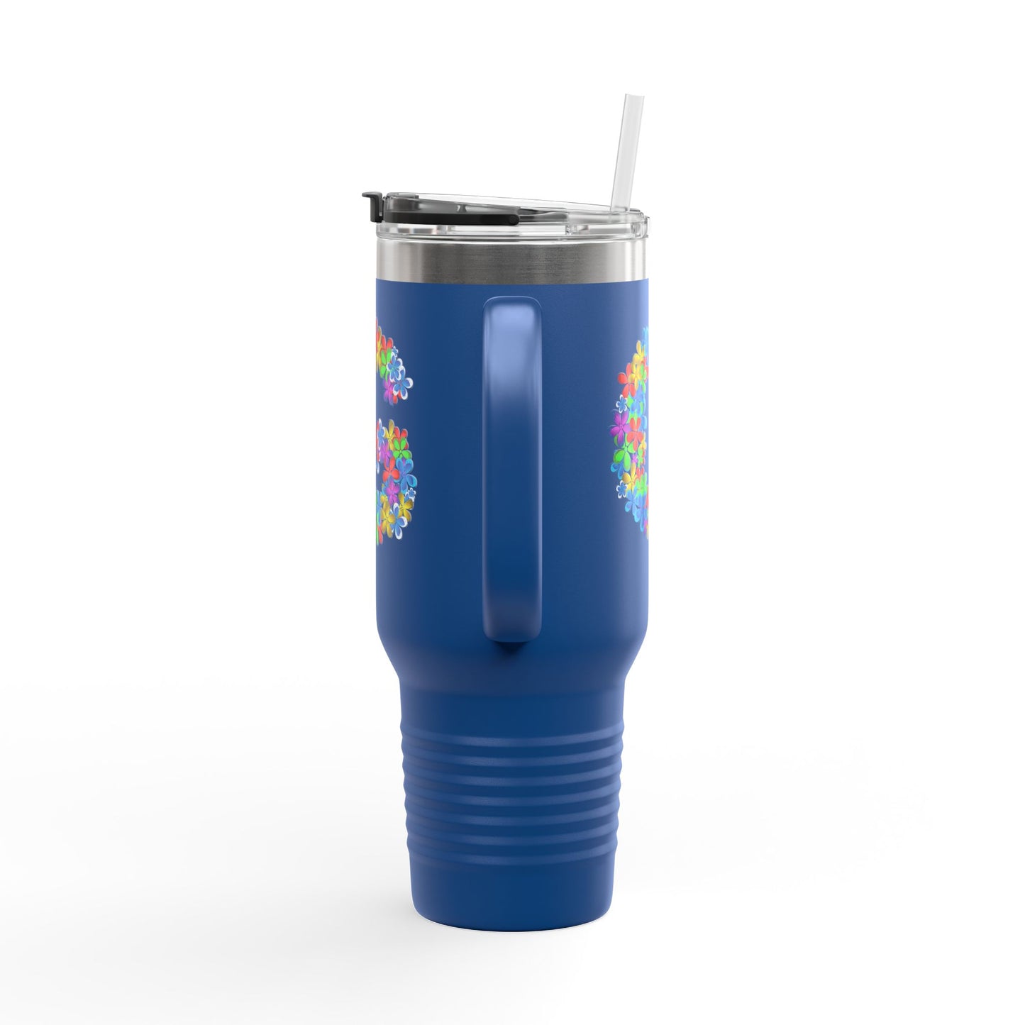 Vibrant Floral Insulated Travel Mug, Perfect for On-the-Go- Letter G