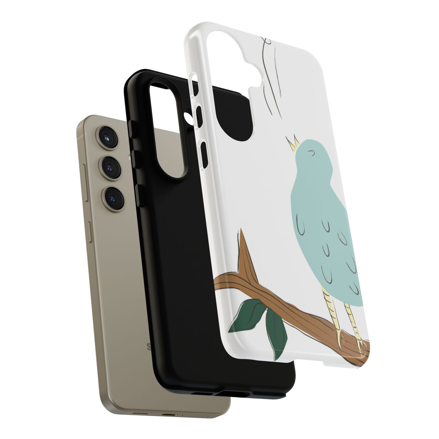 Birdsong Phone Case — Cute Blue Bird on Branch Protective Case