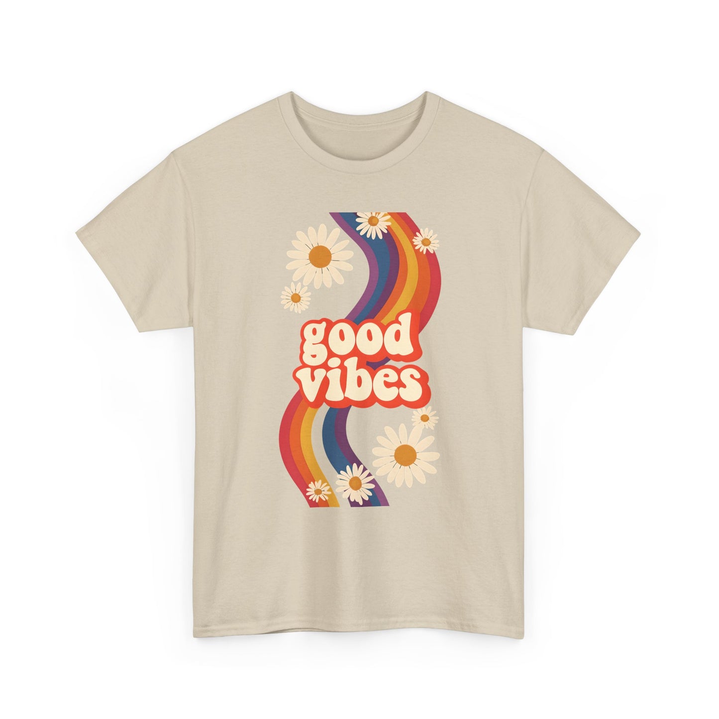 Good Vibes Unisex Heavy Cotton Tee, Retro Graphic T-Shirt, Feel Good Apparel, Summer Outfit, Casual Gift for Friends