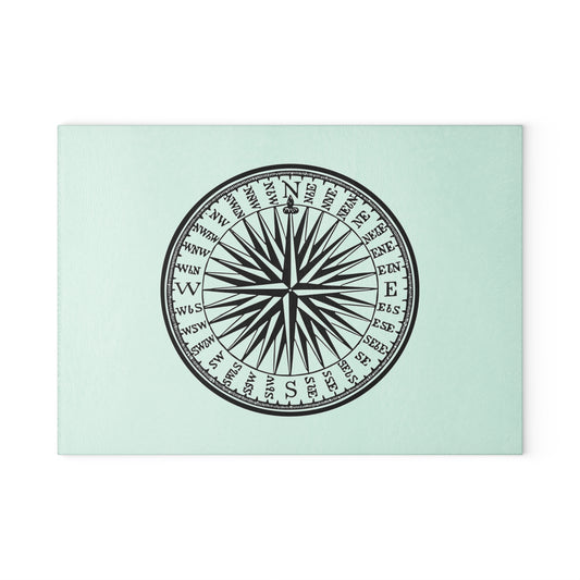 Nautical Compass Glass Cutting Board - Coastal Kitchen Decor, Perfect Gift for Chefs, Housewarming, Maritime Themed Events