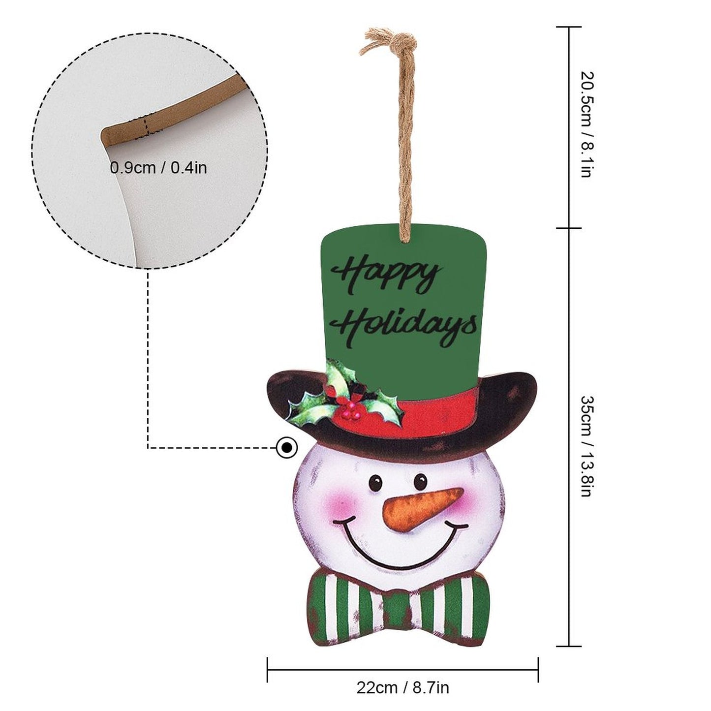 Wooden Christmas Snowman Ornament