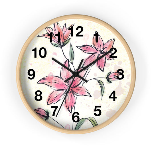 Floral Wall Clock, Elegant Home Decor, Vintage Style Timepiece, Gift for Flower Lovers, Living Room Wall Art, Nursery Decoration