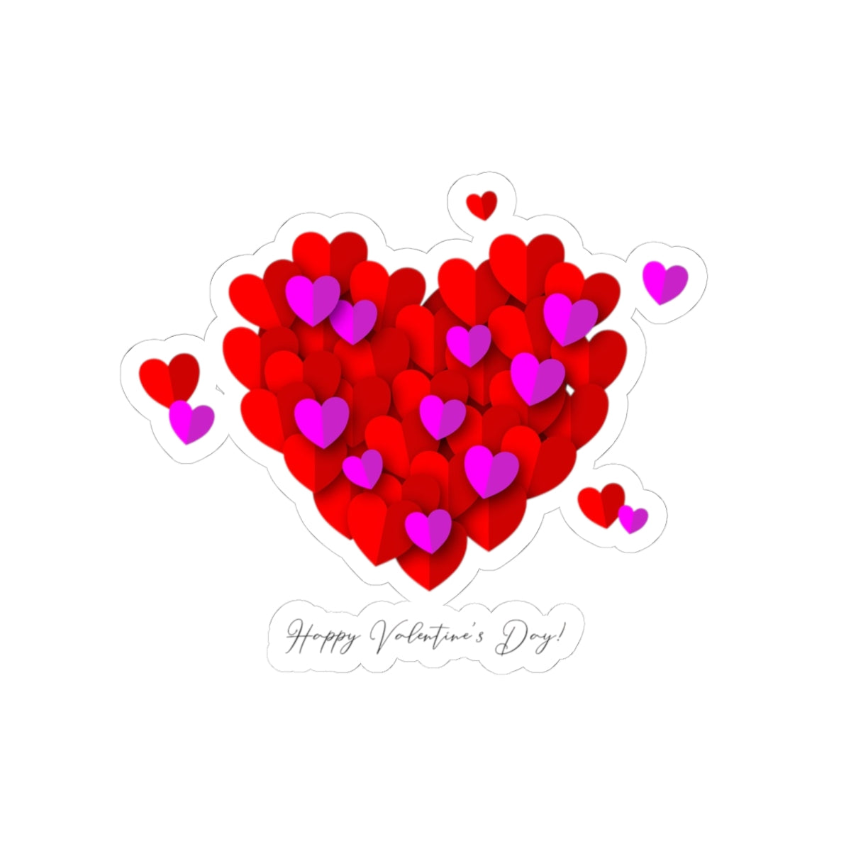 Valentine’s Heart Kiss-Cut Sticker — "Happy Valentine’s Day" Love Decal