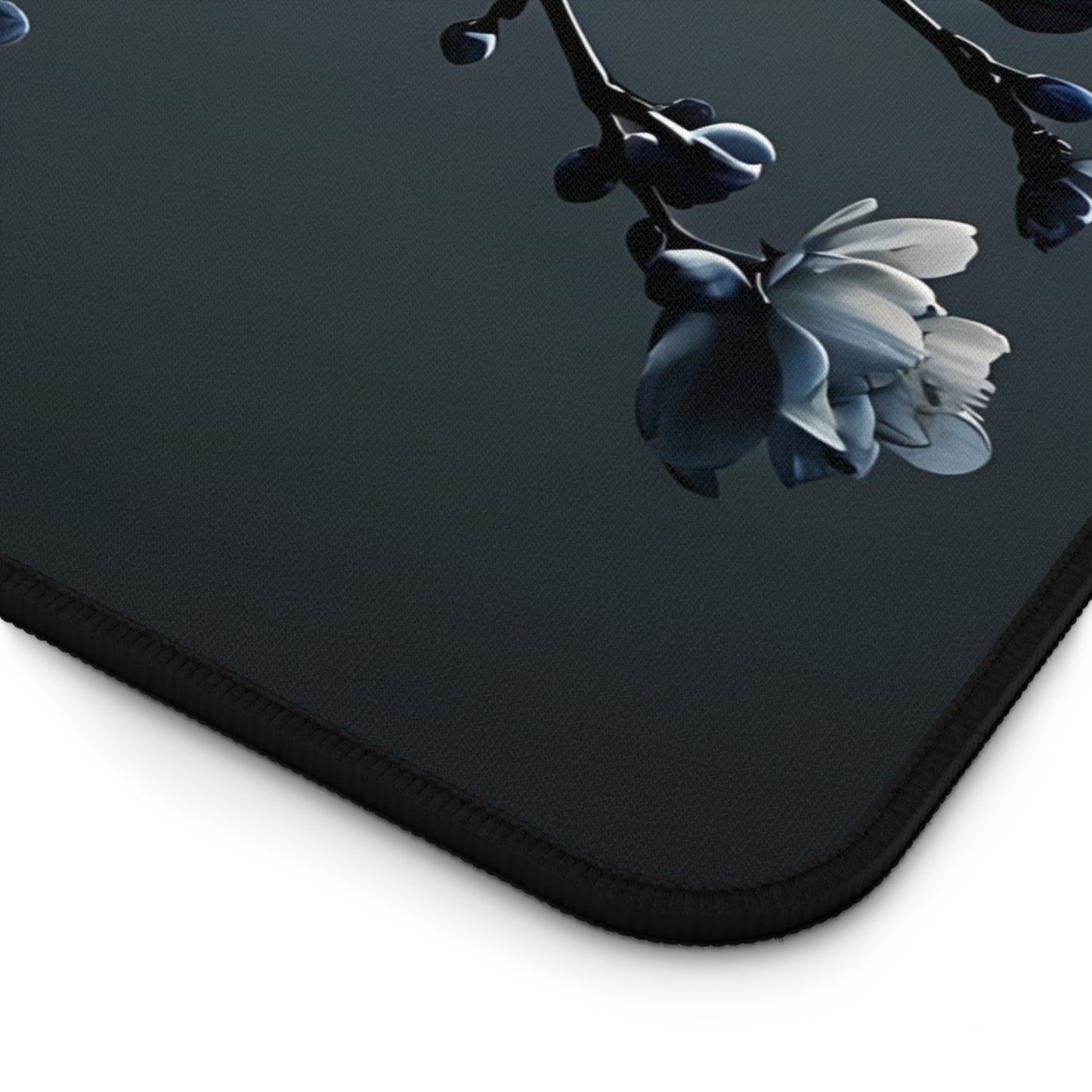 Floral Branch Desk Mat — Dark Blue Cherry Blossom Mouse Pad