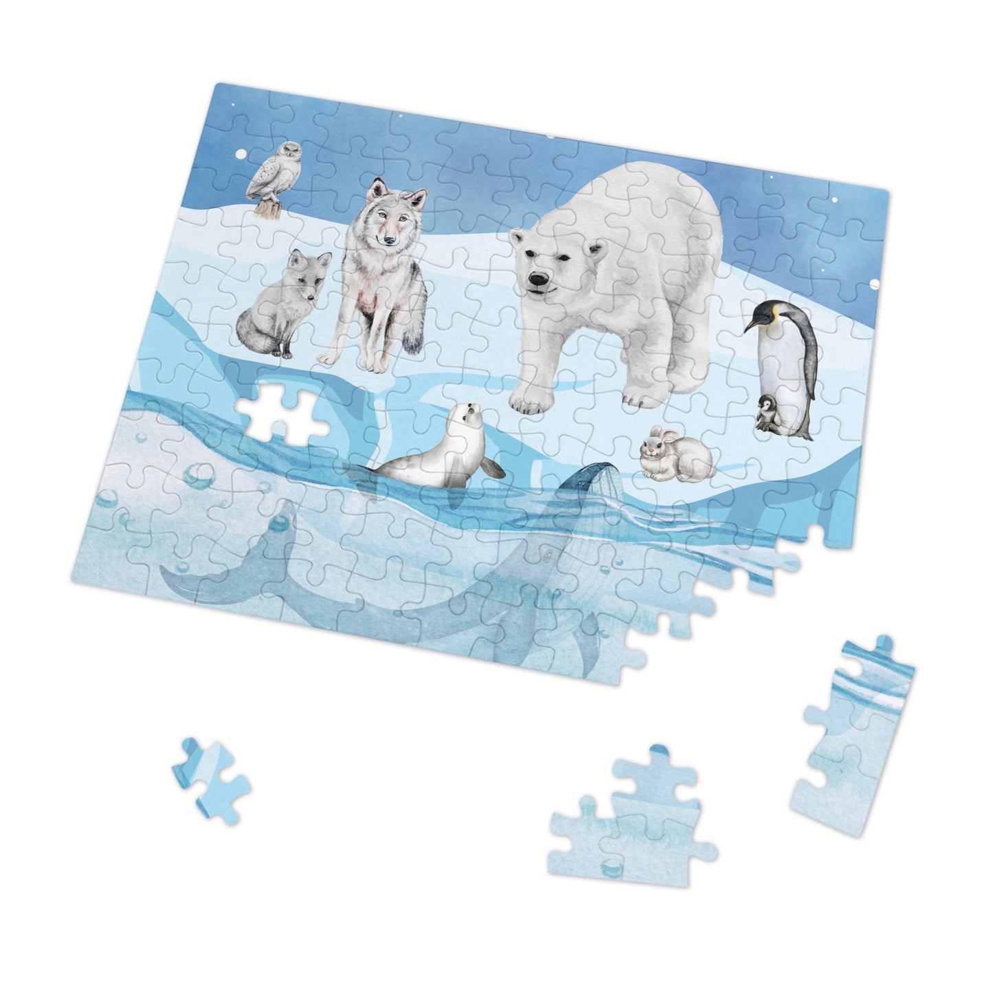 Polar Wildlife Jigsaw Puzzle, Relaxing Family Game, Educational Kids Activity, Nature Lover Gift, Arctic Animals Decor