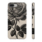 Black Rose Phone Case, Tough Cases with Floral Design, Elegant Tech Accessory, Gift for Flower Lovers, Stylish Protection