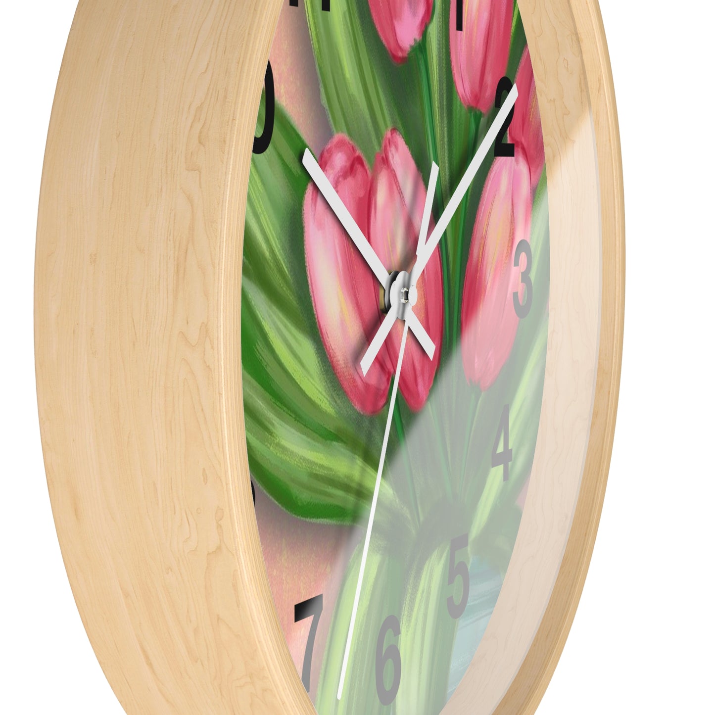 Floral Tulip Wall Clock - Home Decor, Gift for Garden Lovers, Spring Decoration, Elegant Timepiece, Unique Wall Art