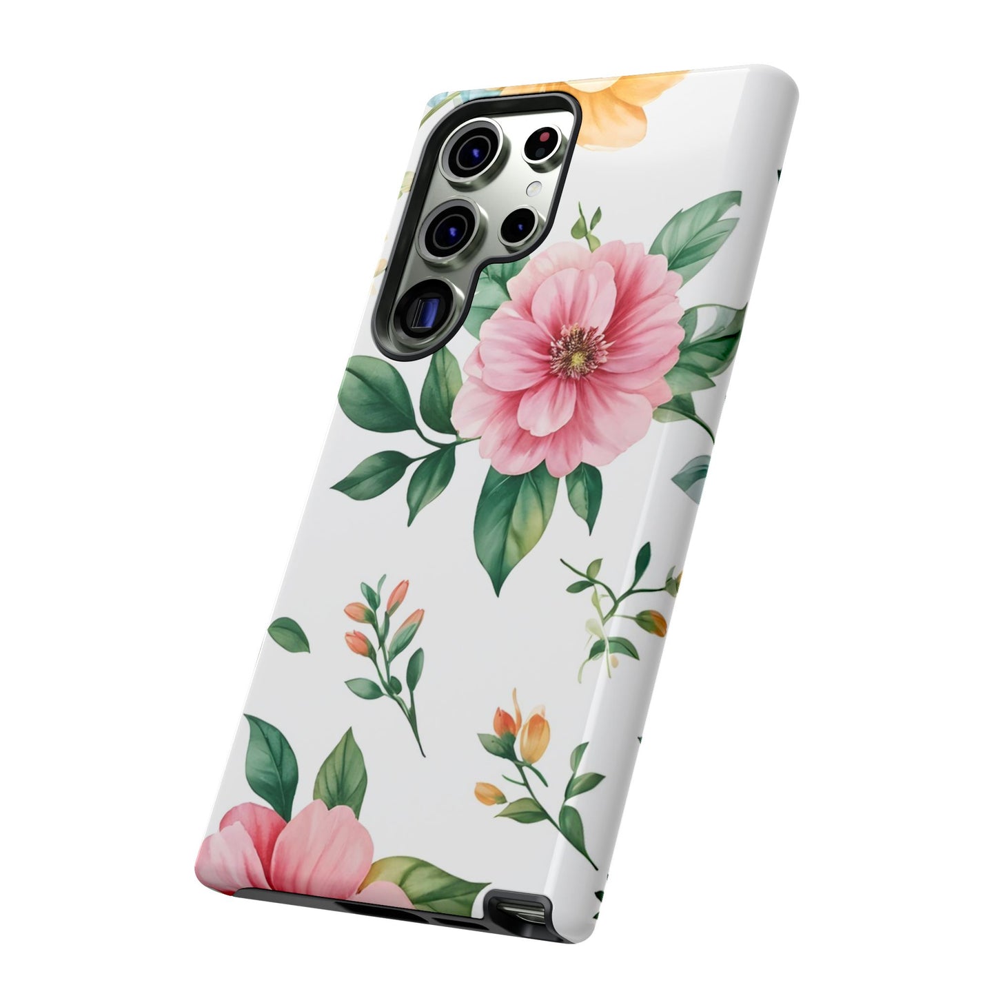 Floral Tough Phone Case — Pink Peony Protective Phone Cover