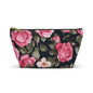 Floral Accessory Pouch, Pink Rose Makeup Bag, Travel Toiletry Case, Elegant Flower Pouch, Gift for Her