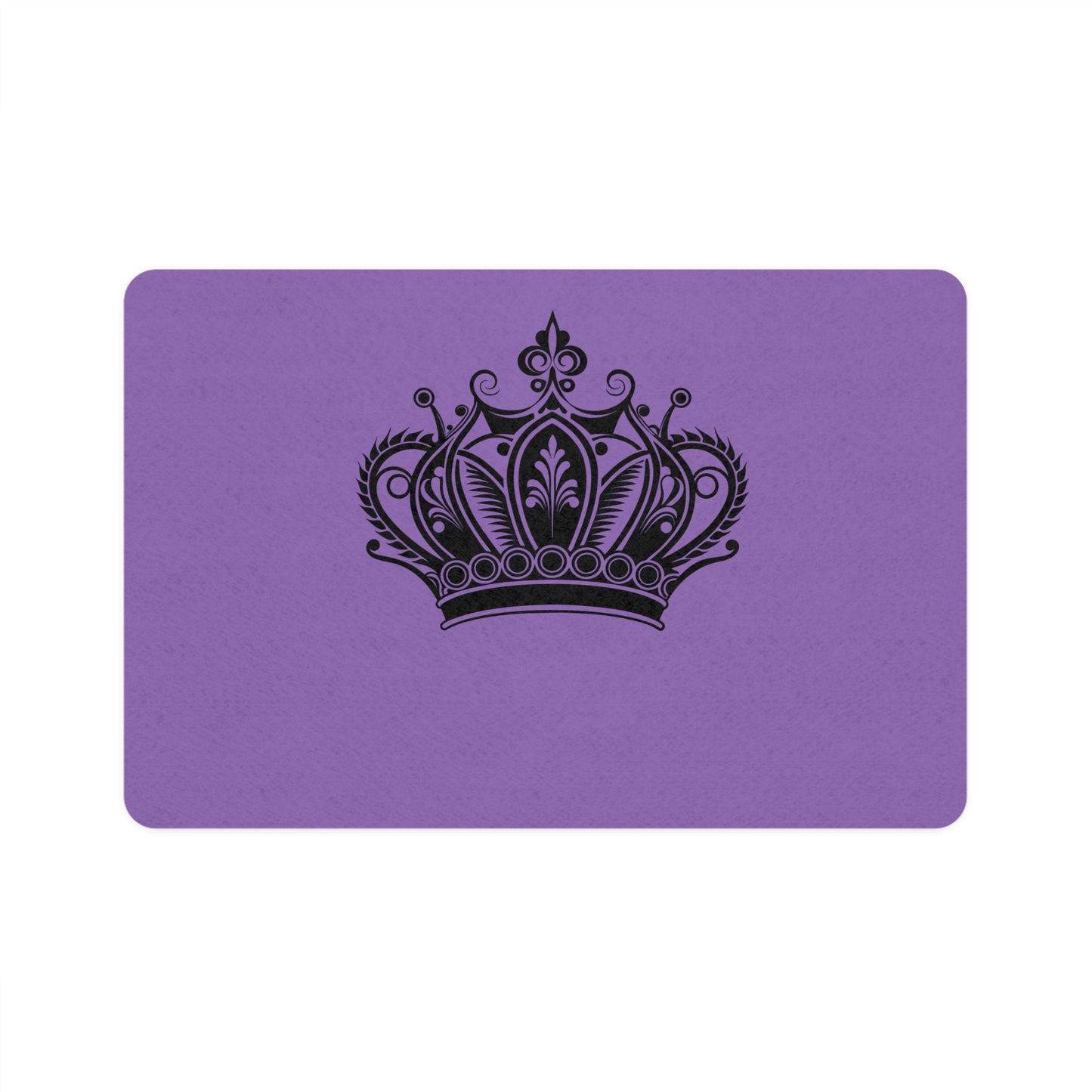 Royal Crown Pet Food Mat (12x18) — Non-Slip Purple & Black Feeding Mat for Cats & Dogs