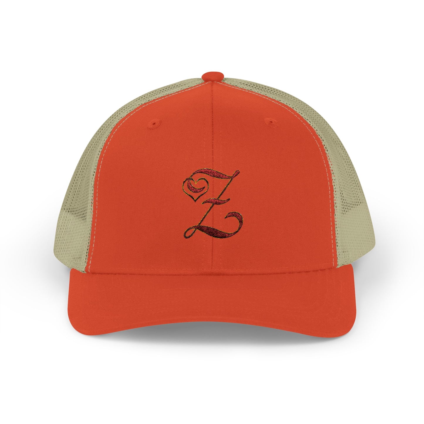 Embroidered 'Z' Snapback Trucker Cap — Vintage Monogram Initial Hat