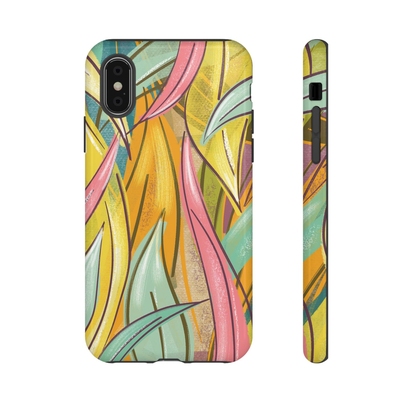 Vibrant Phone Case with Colorful Leaf Design, Tough Cases for Nature Lovers, Eco-Friendly Gift, Summer Vibes, Floral Phone Cover