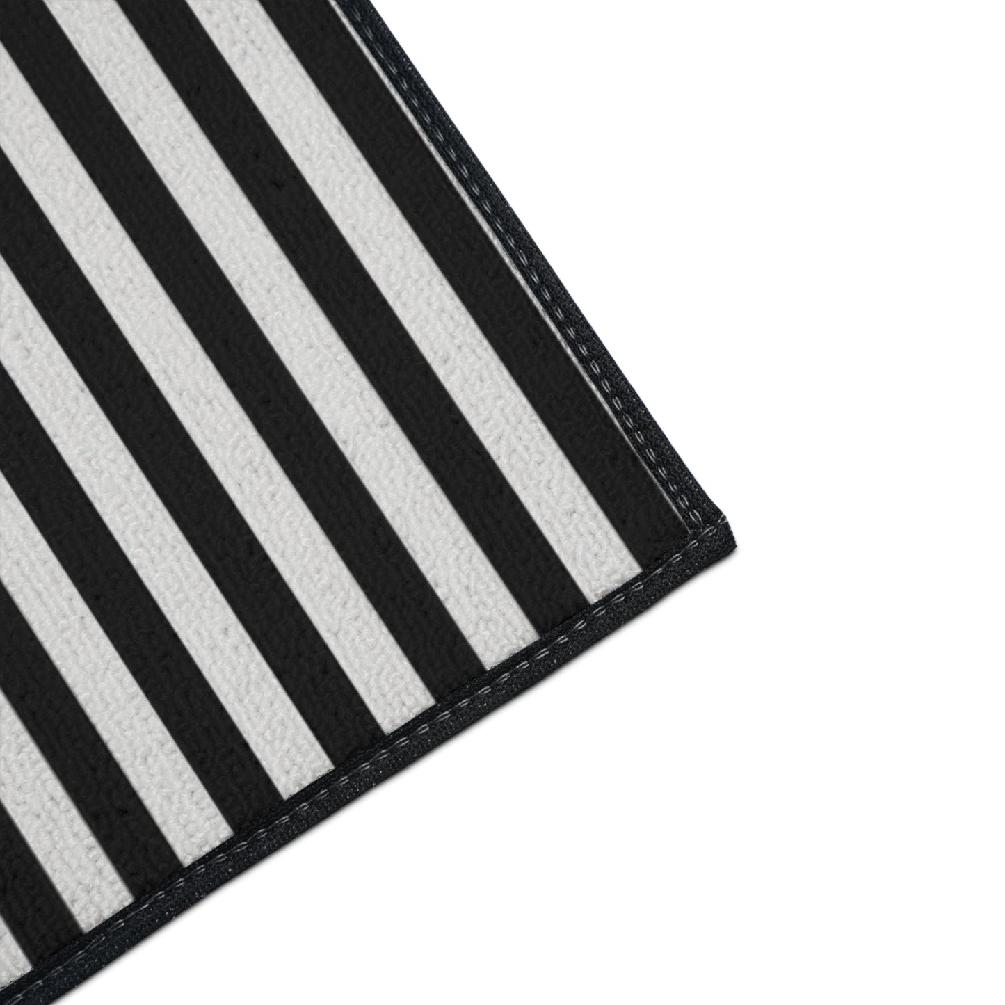 Black & White Striped Heavy Duty Floor Mat — Durable Entrance Rug for Home, Office & Garage