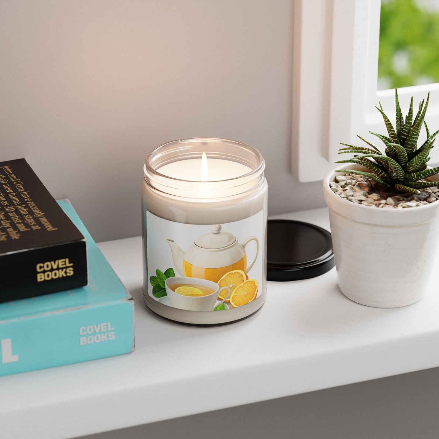 Lemon Tea Soy Candle — 9oz Scented Jar (Fresh Citrus & Herbal Notes)