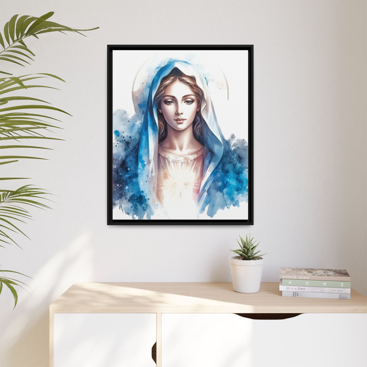 Framed Canvas Art Print, Spiritual Decor, Religious Artwork, Wall Decor, Gift for Faith, Elegant Home Decoration