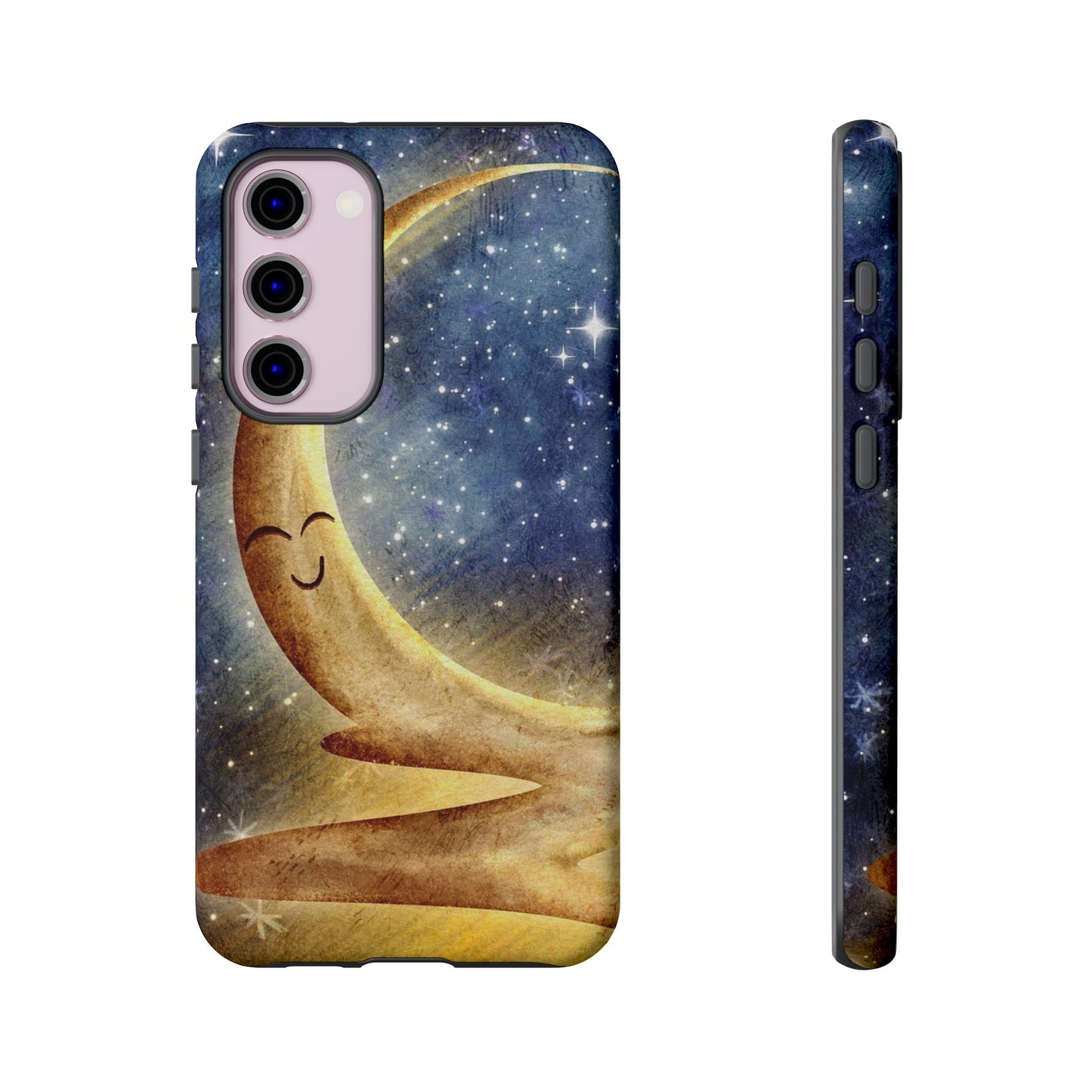 Moonlit Smile Phone Case — Starry Night Crescent Moon iPhone Cover