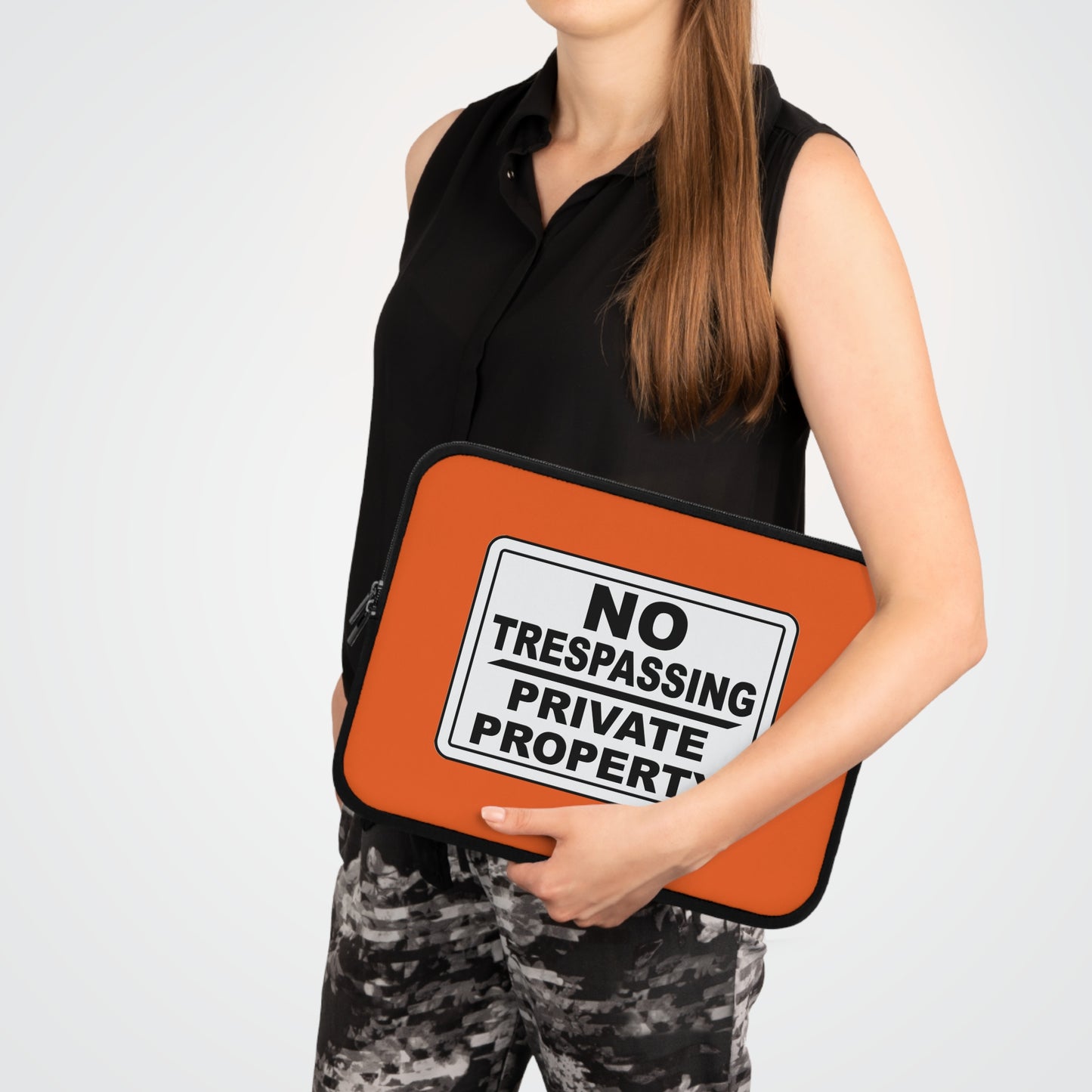 Bold Statement Laptop Sleeve - No Trespassing Design, Tech Accessory, Gift Idea, Modern Decor, Secure Storage