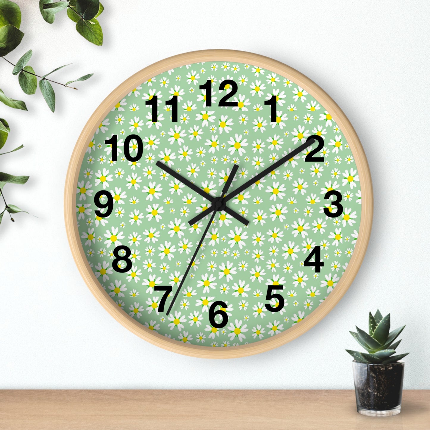 Floral Wall Clock, Rustic Home Decor, Spring Wall Art, Flower Design Clock, Unique Timepiece for Living Room, Gift for Her