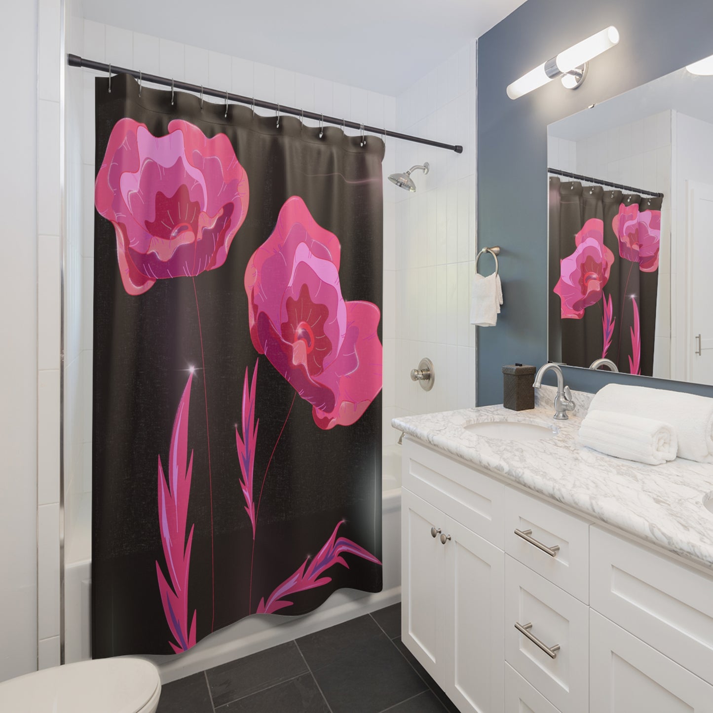 Elegant Floral Shower Curtain, Stylish Bathroom Decor, Gift for Home, Pink Poppy Design, Modern Floral Shower Curtain, Unique Bathroom [...]