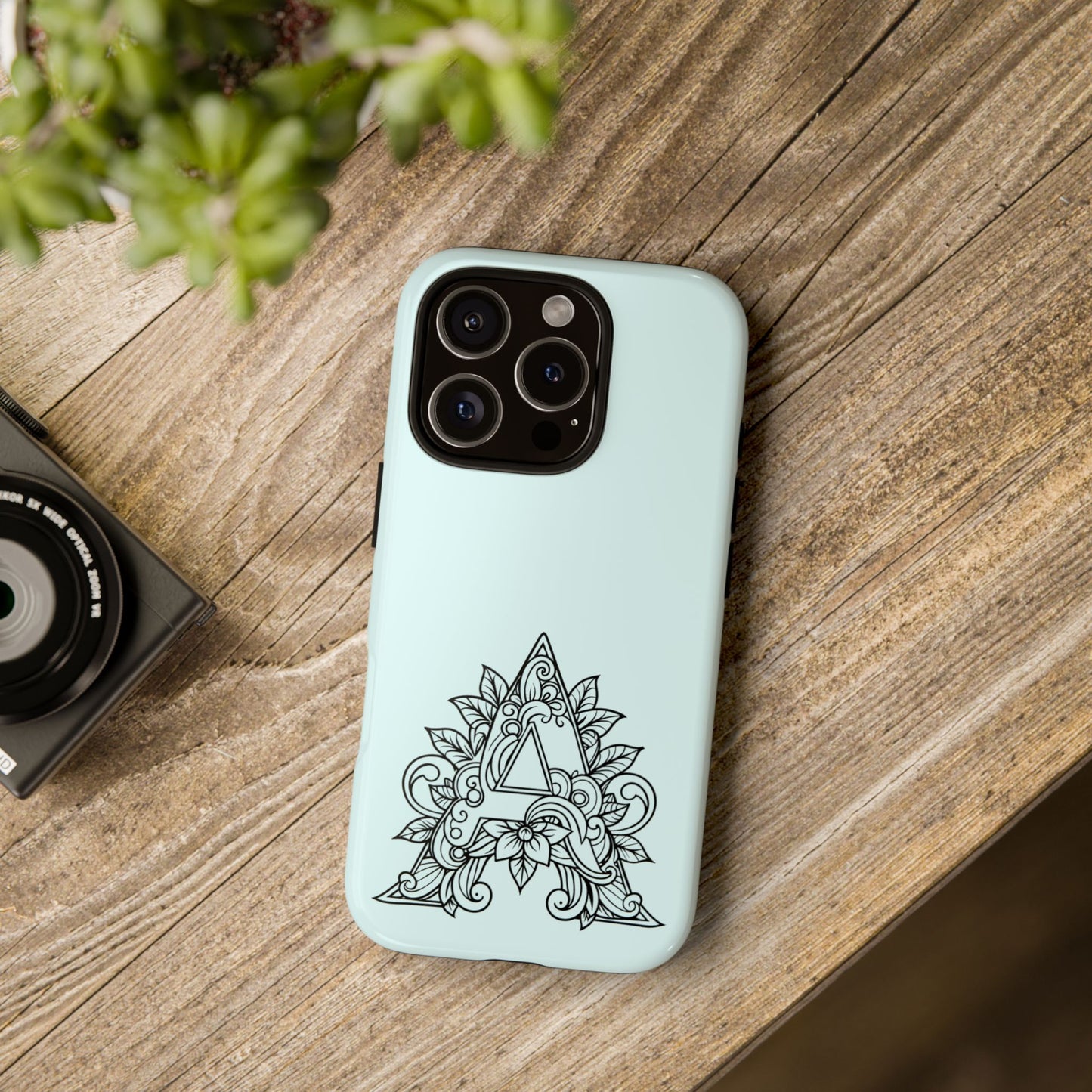 Personalized Tough Phone Case, Floral Monogram Cell Phone Cover, Custom Protective Case, Unique Gift, Birthday, Graduation