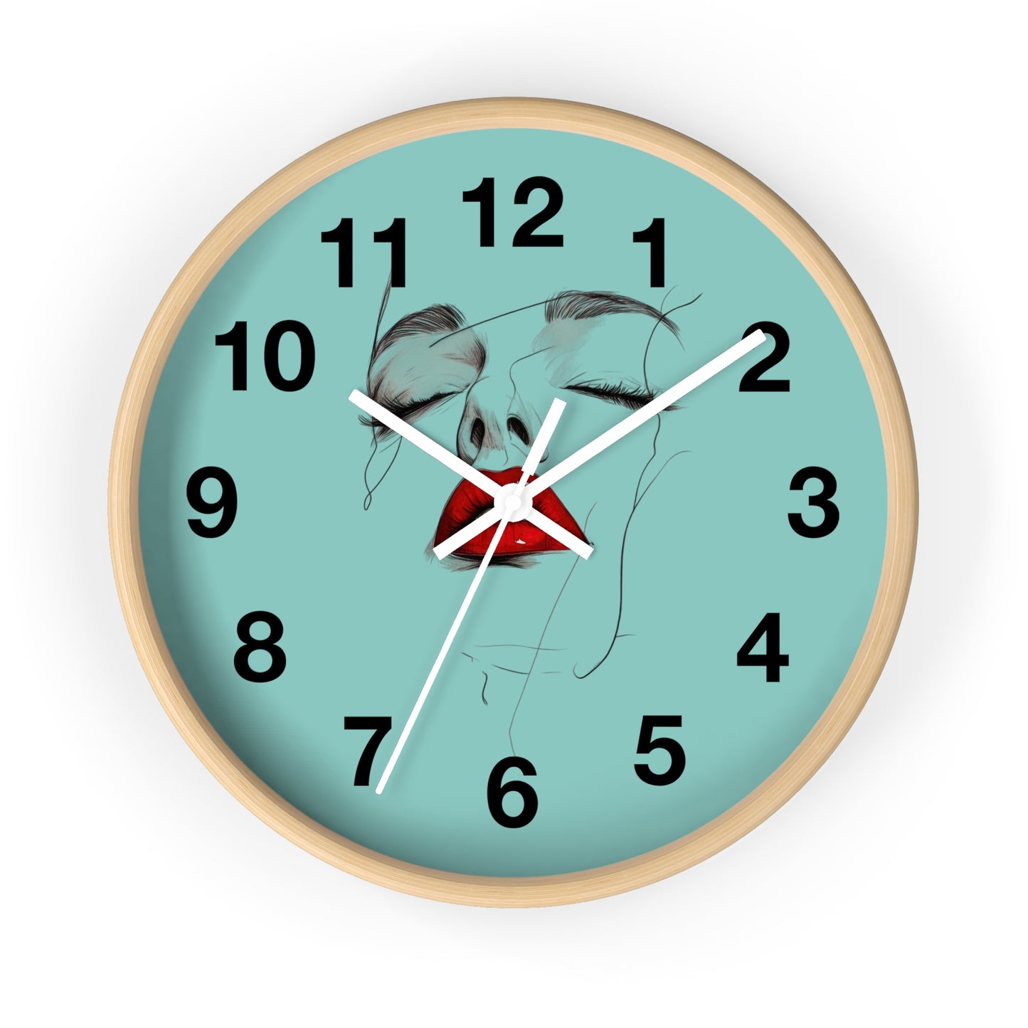 Modern Art Wall Clock - Abstract Lips Design, Home Decor, Gift for Her, Unique Wall Decor, Feminine Artwork, Stylish Timepiece