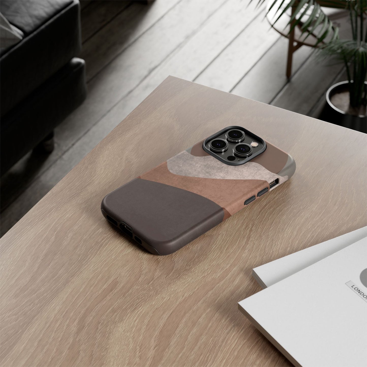 Abstract Earthtone Phone Case — Brown Layered Rugged Tough Case