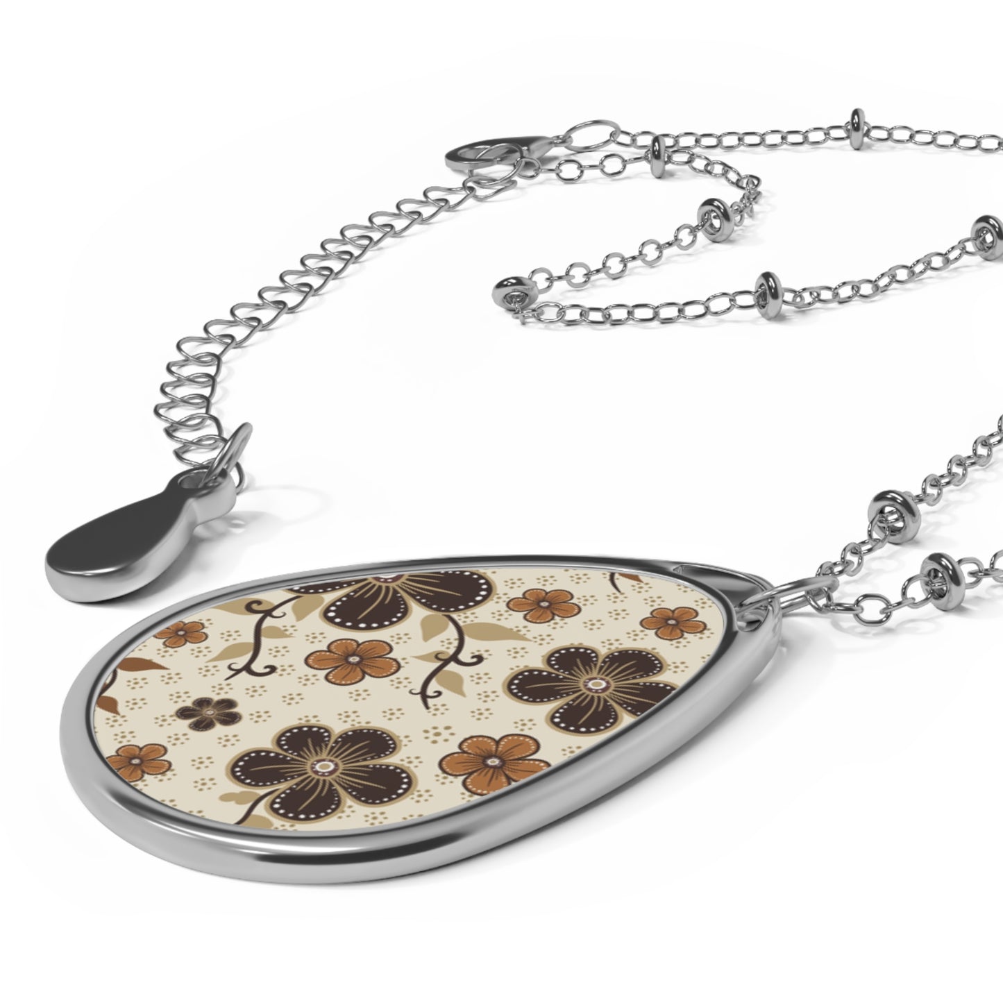Floral Oval Necklace, Boho Jewelry, Gifts for Her, Spring Accessories
