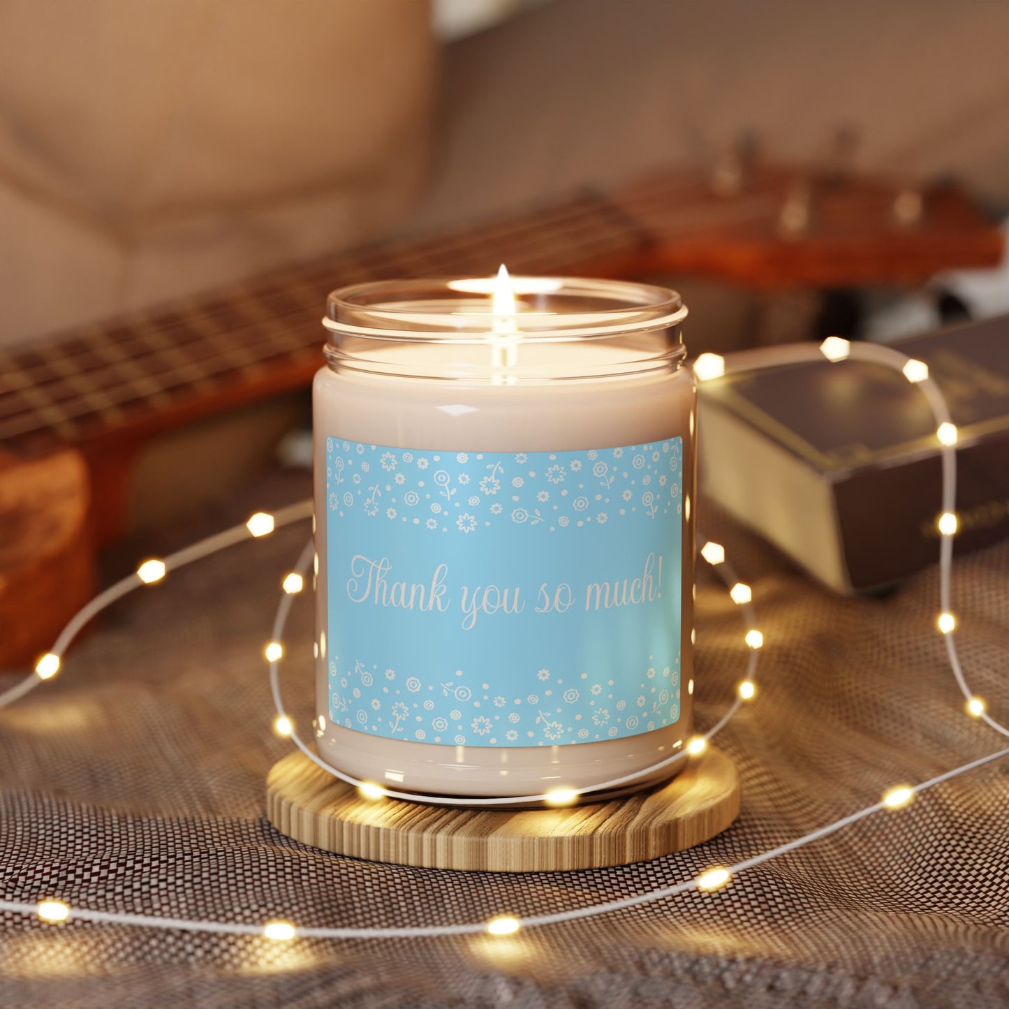Thank You Soy Candle — 9oz Scented Candle Gift (Blue Floral Label)