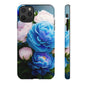Floral Blue Peony Phone Case — Protective Tough Case with Pink & Blue Blooms