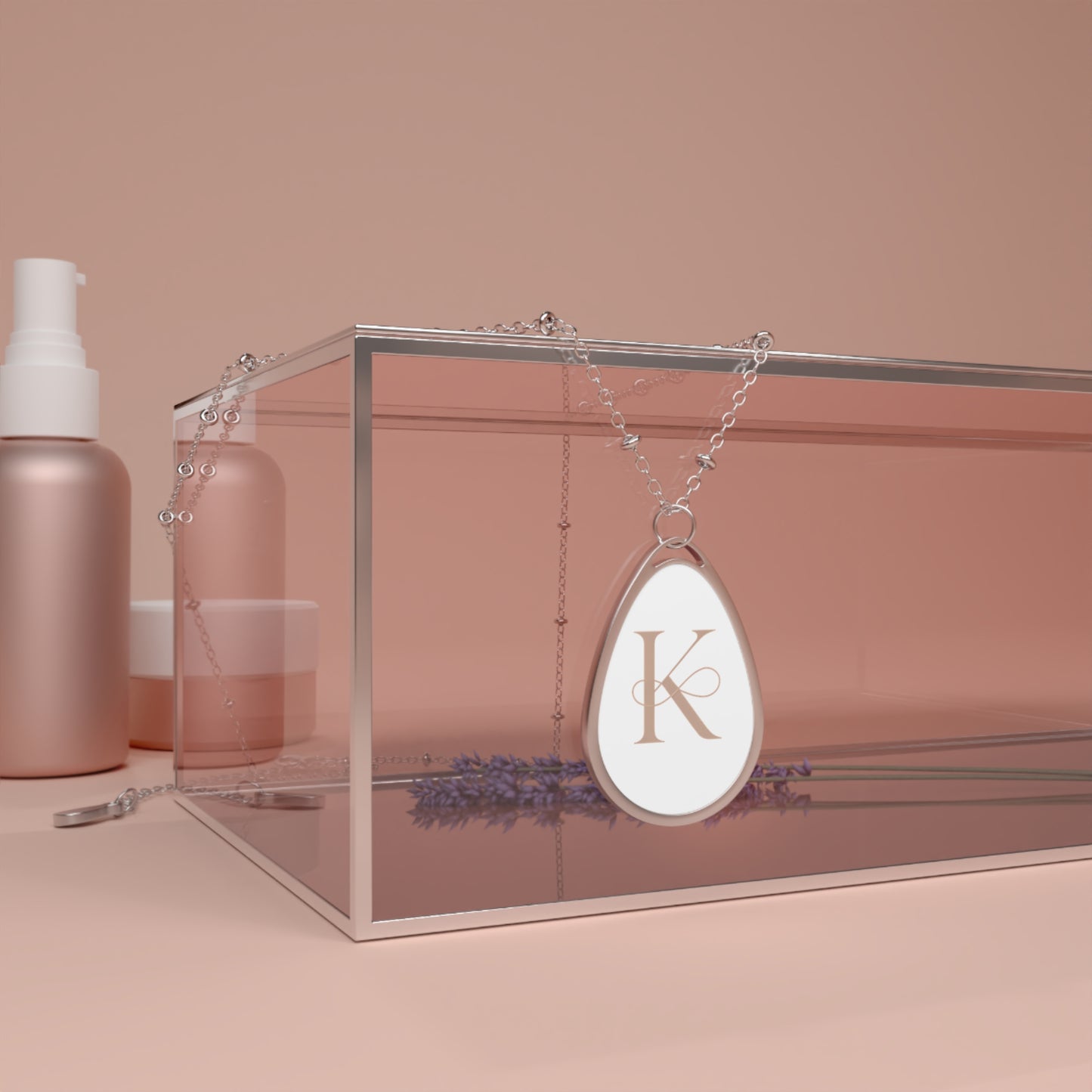 Personalized Oval Necklace, "K" Custom Initial Jewelry, Dainty Name Pendant