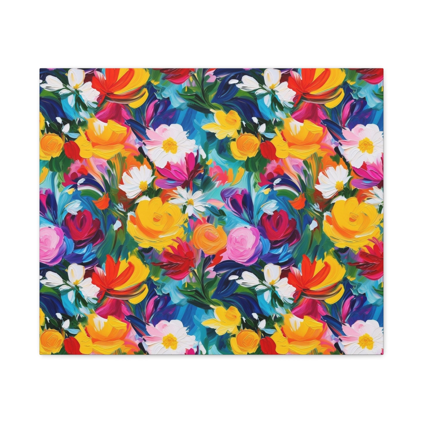Vibrant Floral Matte Canvas Wall Art — Colorful Garden Print, Stretched 1.25"