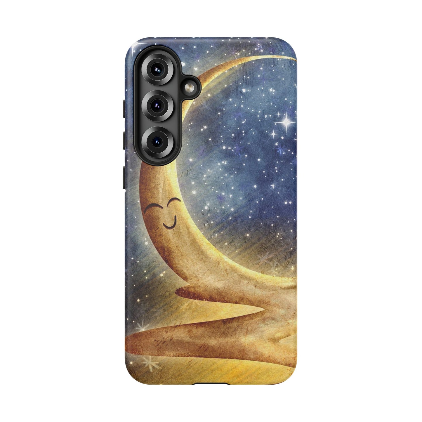 Moonlit Smile Phone Case — Starry Night Crescent Moon iPhone Cover