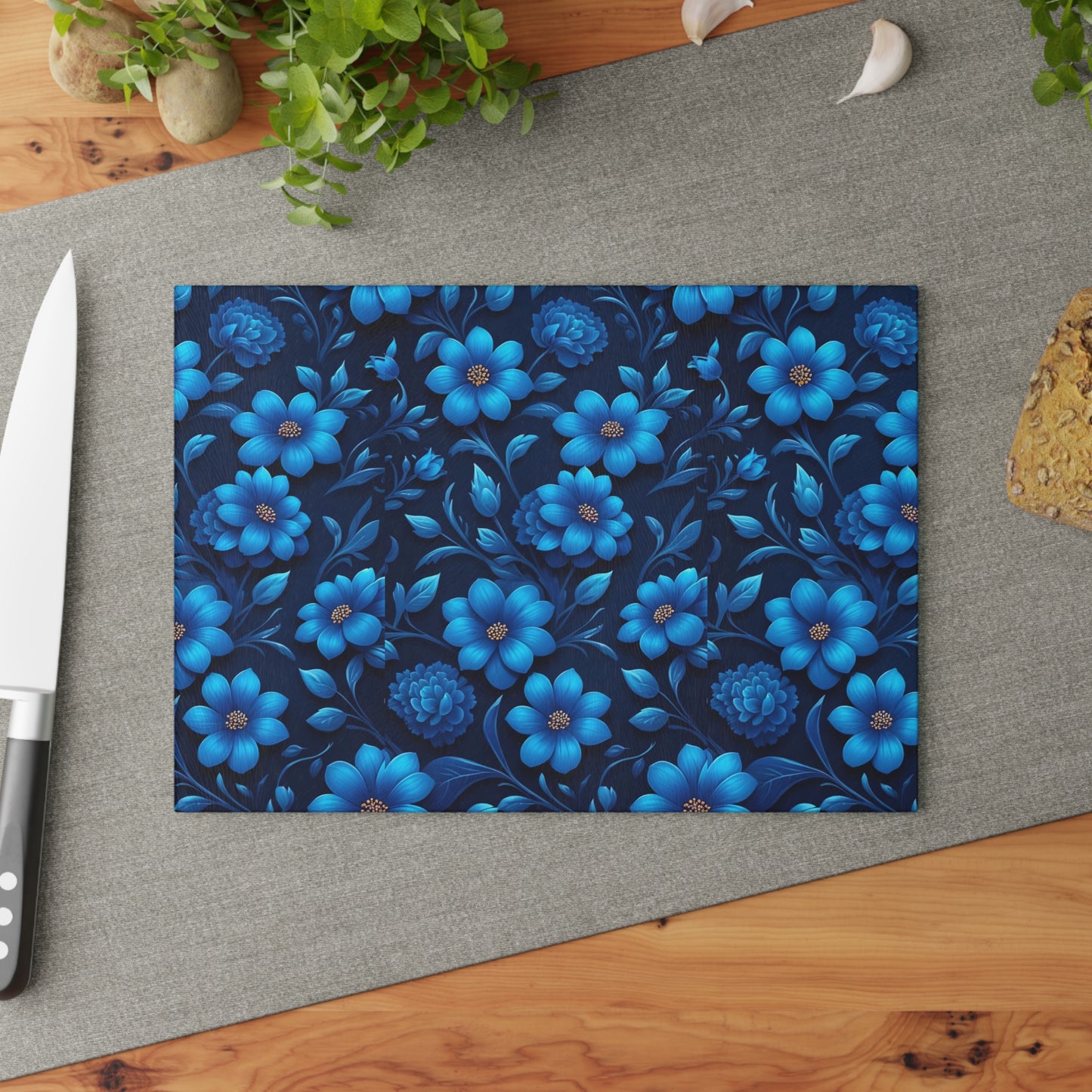 Floral Glass Cutting Board - Kitchen Decor, Gift for Home Chef, Mother's Day, Wedding Present, Cooking Accessories