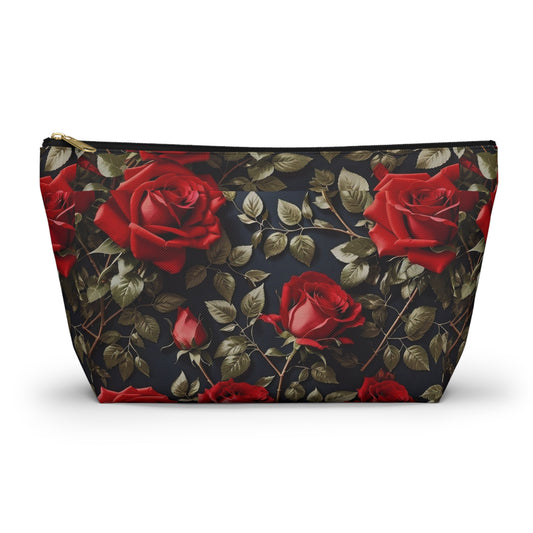 Elegant Floral Accessory Pouch | Makeup Bag, Travel Organizer, Gift for Her, Rose Design, Toiletry Case, Cosmetic Pouch