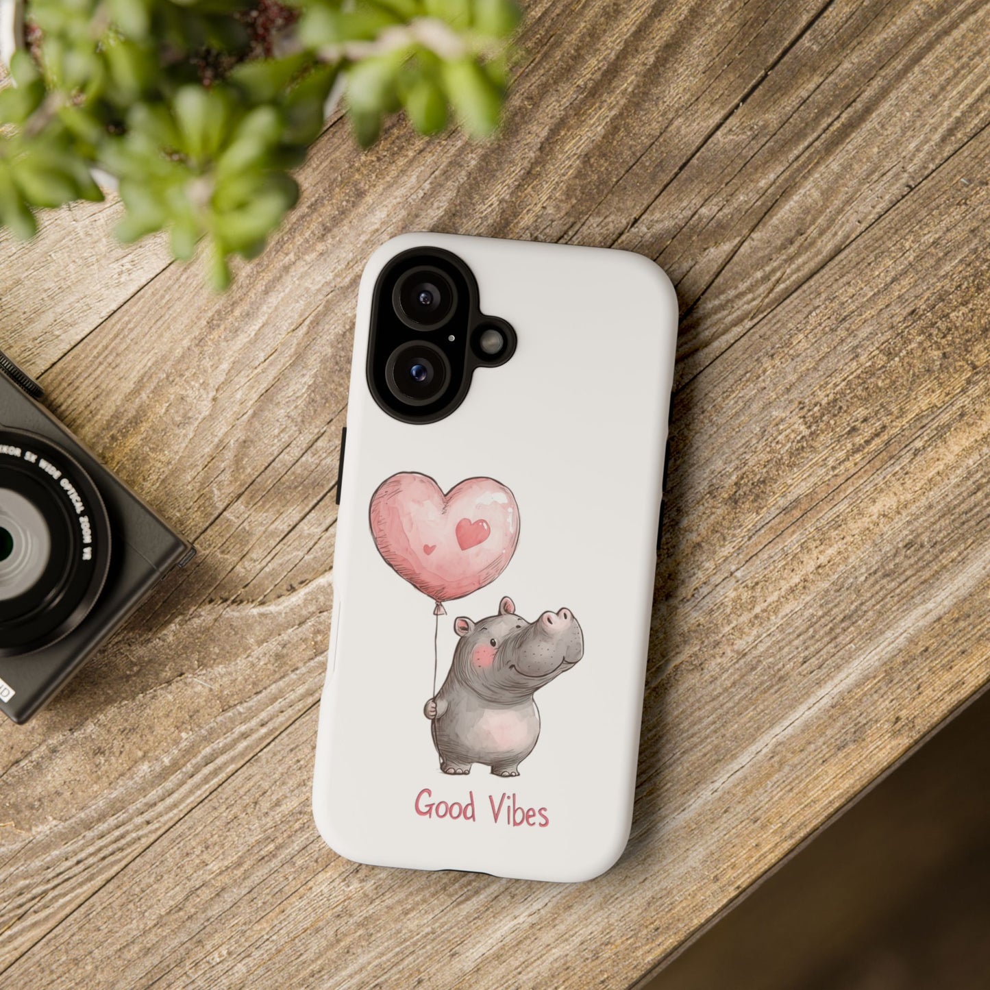 Cute Hippo Phone Case - Good Vibes Design, Animal Lover Gift, Fun Accessory, Birthday Present, Phone Accessories