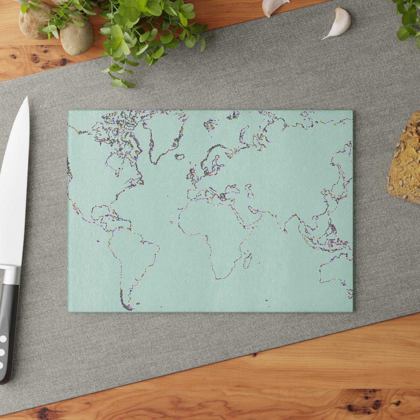 World Map Glass Cutting Board, Kitchen Decor, Unique Gift, Culinary Accessory, Home Cooking, Travel Enthusiast Gift