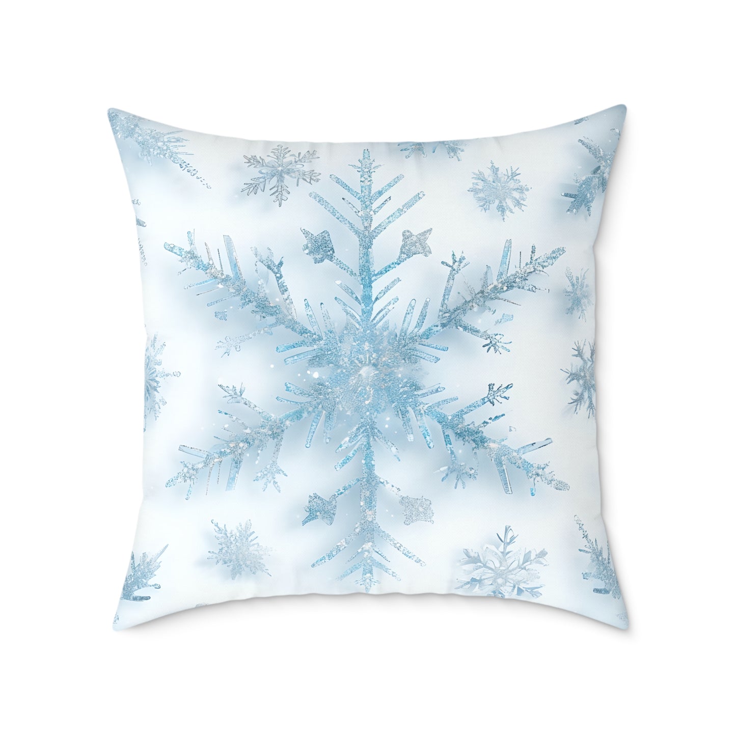 Snowflake Square Poly Canvas Pillow | Cozy Winter Decor, Holiday Gift, Home Accent, Relaxation Decor, Seasonal Cushion