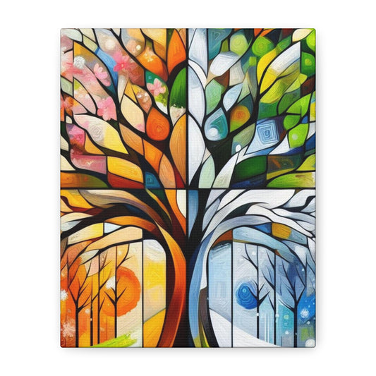 Seasons Tree Matte Canvas Wall Art — Stretched 1.25"