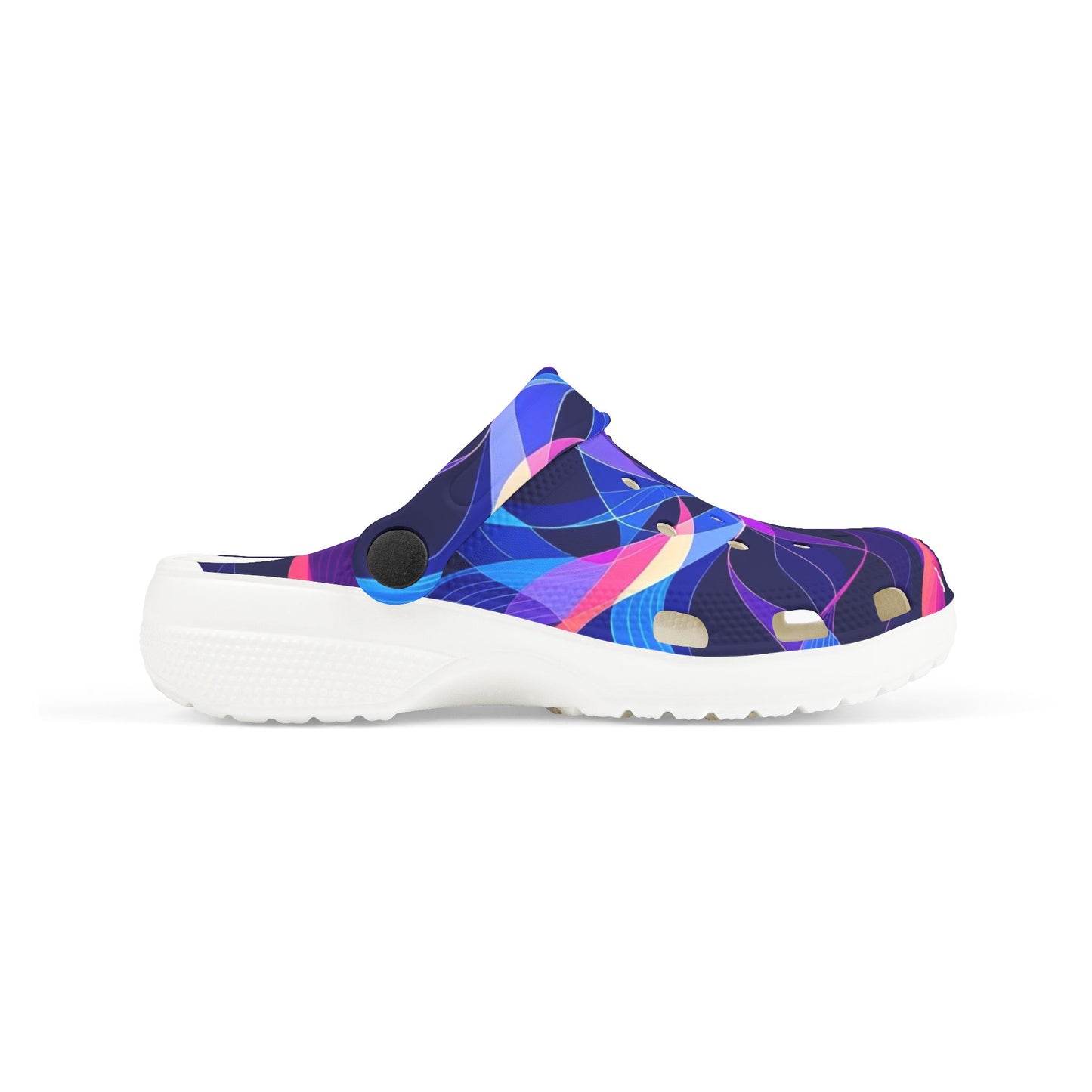 Kids Swirl Pattern EVA Foam Clogs — Colorful Neon Pinwheel Slip-Ons