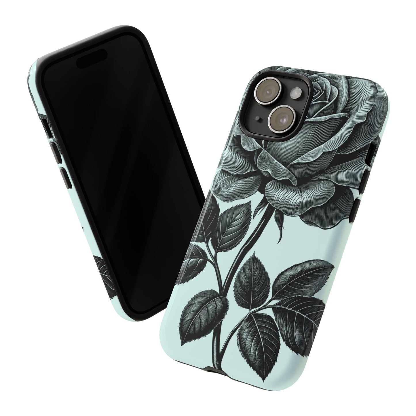 Elegant Floral Phone Case, Tough Cases for iPhones, Black Rose Design, Gift for Her, Stylish Phone Cover, Birthday Gifts