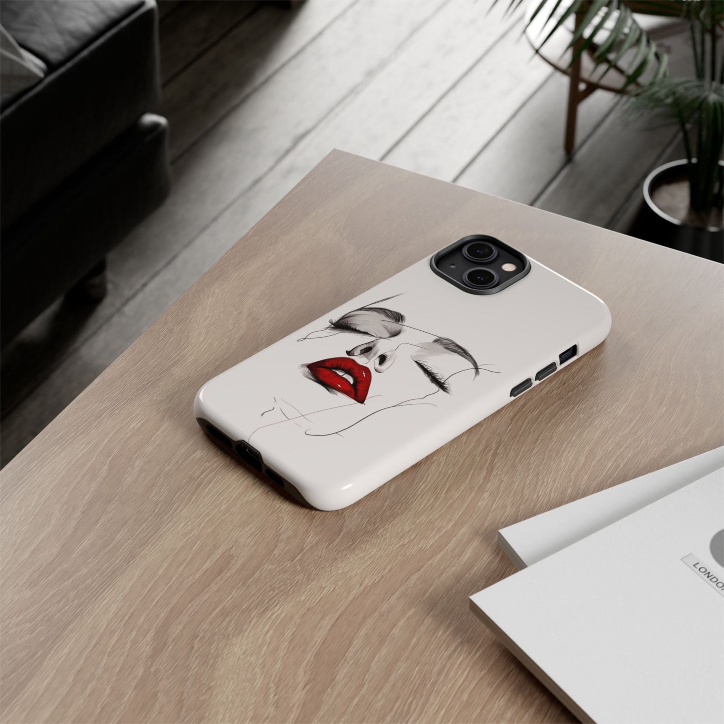Stylish Phone Case with Artistic Lip Design, Femme Tech Accessory, Trendy Device Cover, Gift for Her, Unique Phone Accessories